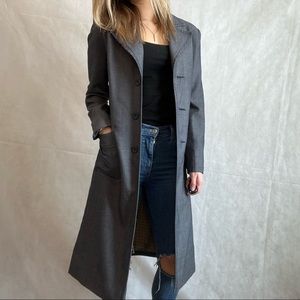 •old navy mid length single breasted gray pocket trench coat•